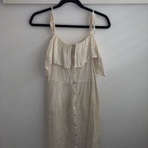 Cream ruffled front midi dress